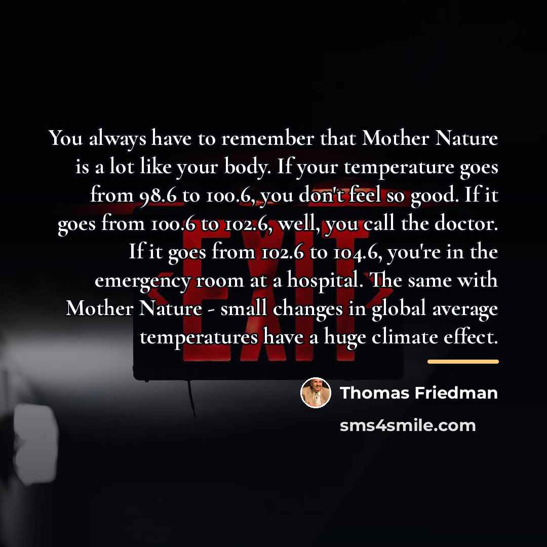 “You always have to remember that Mother Nature is a…” quote by Thomas Friedman