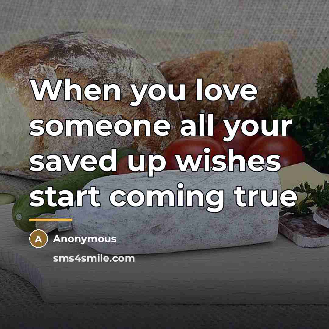 “When you love someone all your saved up wishes start…” quote by Anonymous