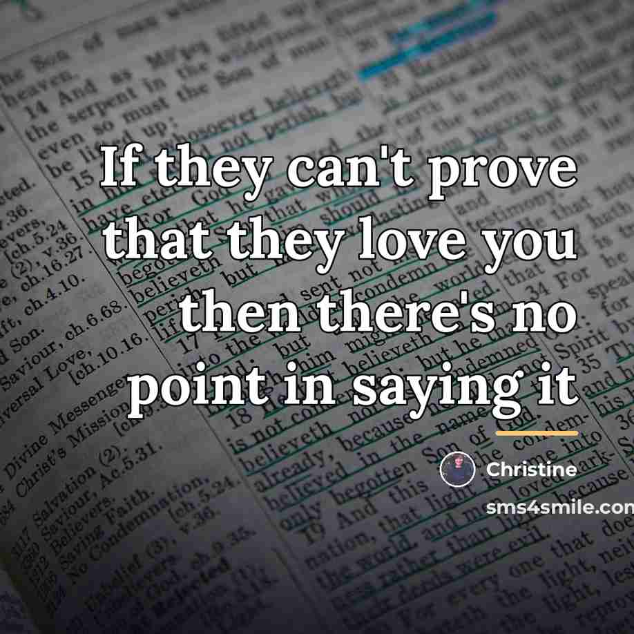 “If they can't prove that they love you then there's…” quote by Christine