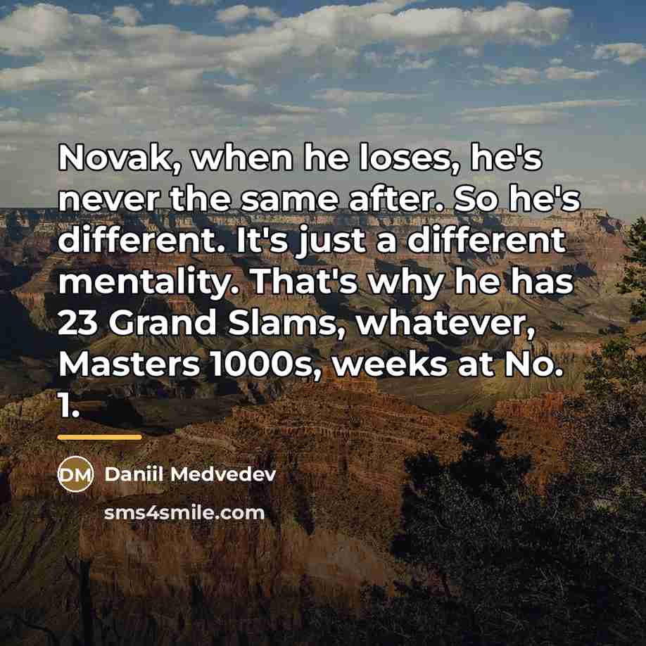 “Novak, when he loses, he's never the same after. So…” quote by Daniil Medvedev