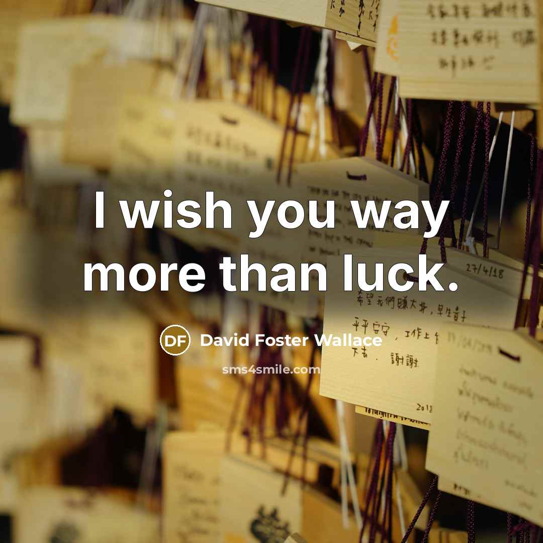 “I wish you way more than luck.…” quote by David Foster Wallace