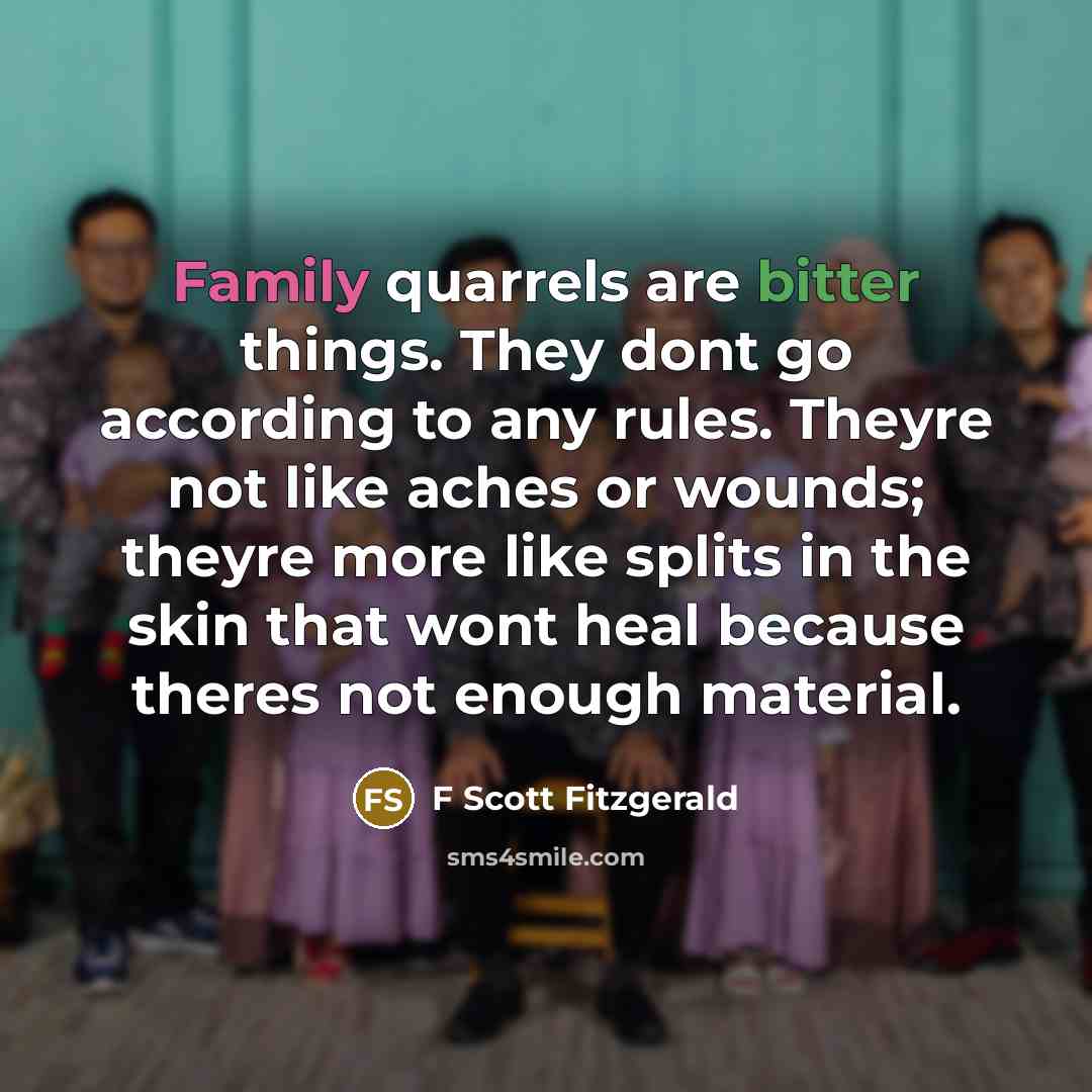 “Family quarrels are bitter things. They dont go according to…” quote by F SCOTT FITZGERALD