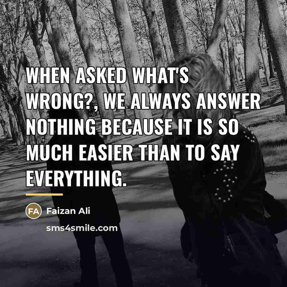 “When asked what's wrong?, we always answer nothing because it…” quote by Faizan Ali