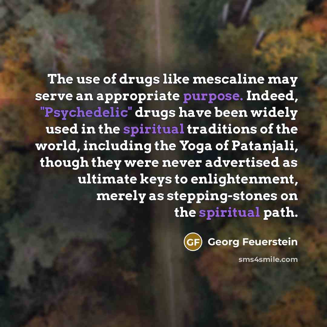 “The use of drugs like mescaline may serve an appropriate…” quote by Georg Feuerstein