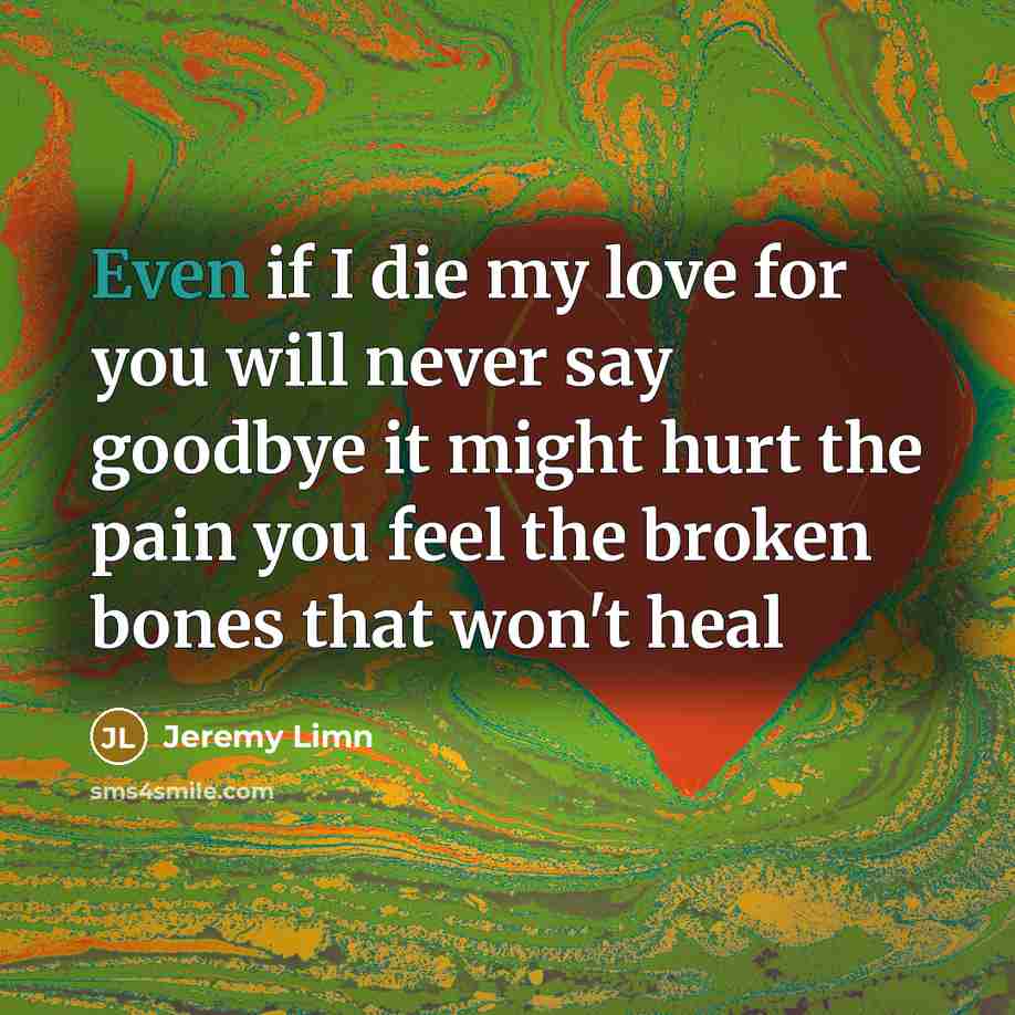 “Even if I die my love for you will never…” quote by Jeremy Limn