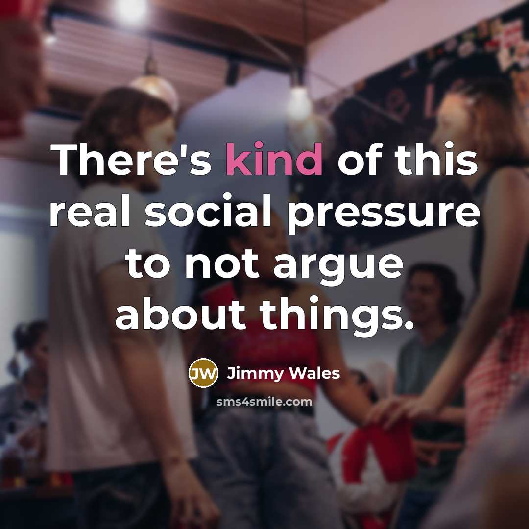 “There's kind of this real social pressure to not argue…” quote by Jimmy Wales