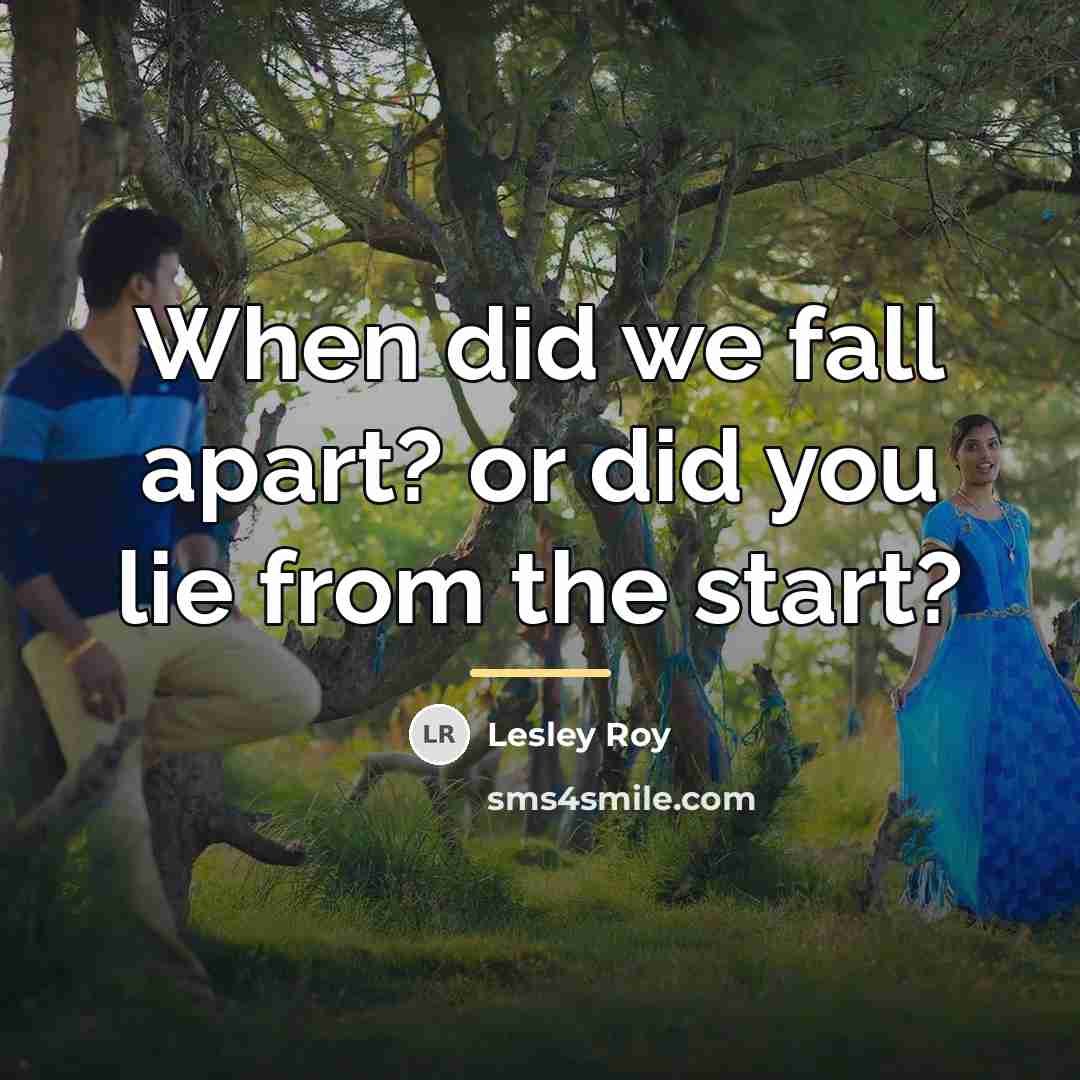 “When did we fall apart? or did you lie from…” quote by Lesley Roy
