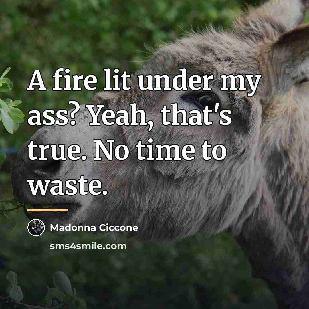“A fire lit under my ass? Yeah, that's true. No…” quote by Madonna Ciccone