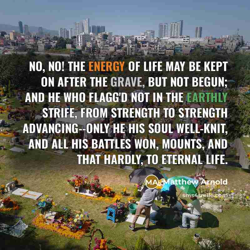 “No, no! The energy of life may be Kept on…” quote by Matthew Arnold