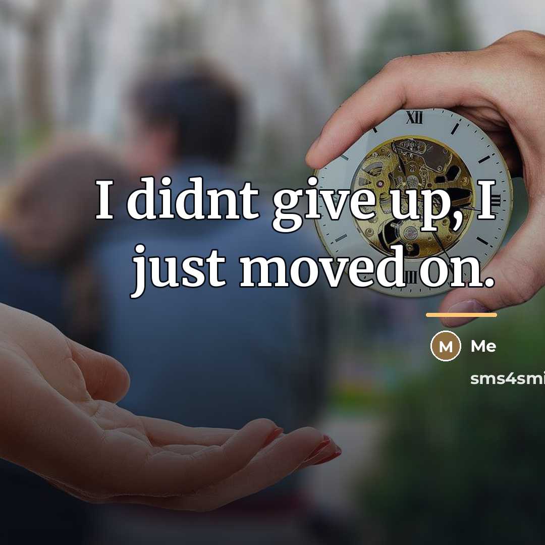 “I didnt give up, I just moved on.…” quote by Me