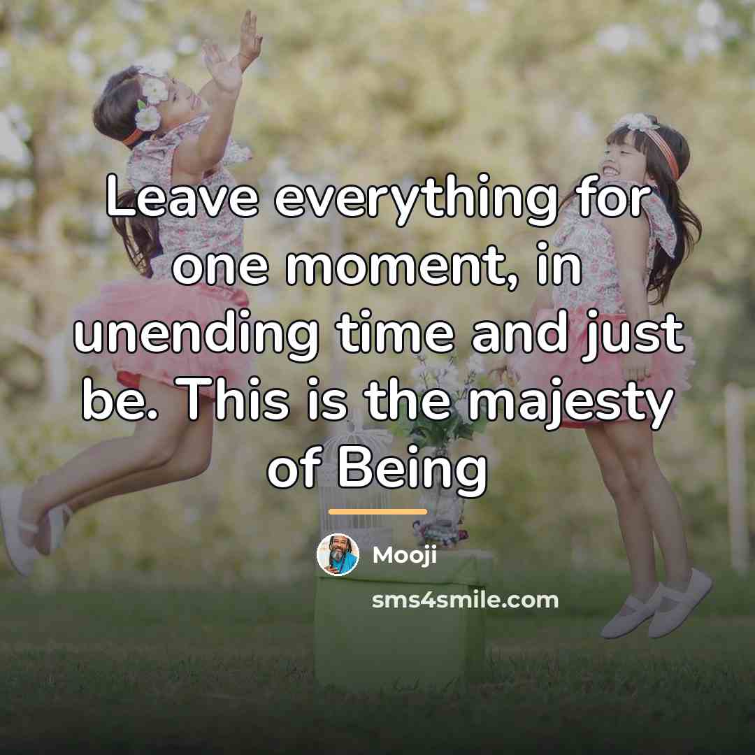 “Leave everything for one moment, in unending time and just…” quote by Mooji