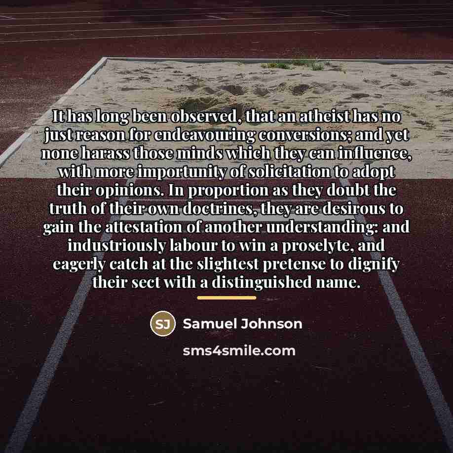 “It has long been observed, that an atheist has no…” quote by Samuel Johnson