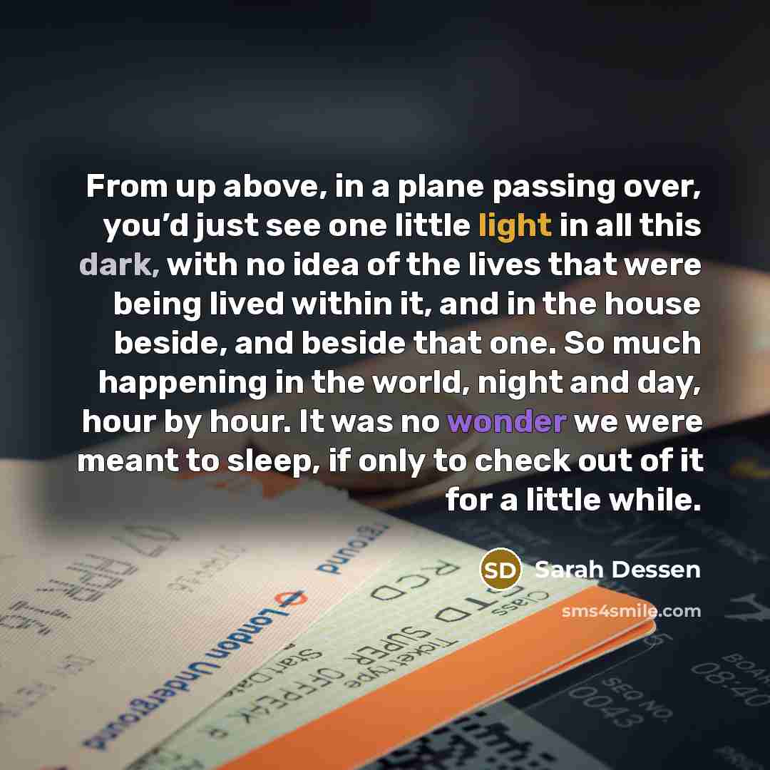 “From up above, in a plane passing over, you’d just…” quote by Sarah Dessen