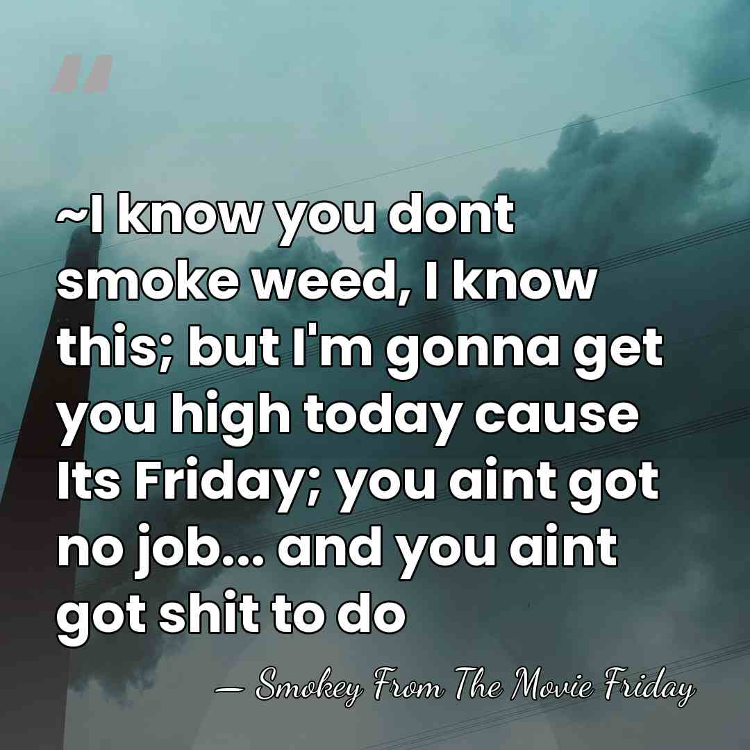 ~I know you dont smoke weed, I know this; but I'm gonna&hellip; - Smokey From The Movie Friday