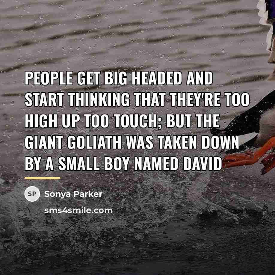 “People get big headed and start thinking that they're too…” quote by Sonya Parker