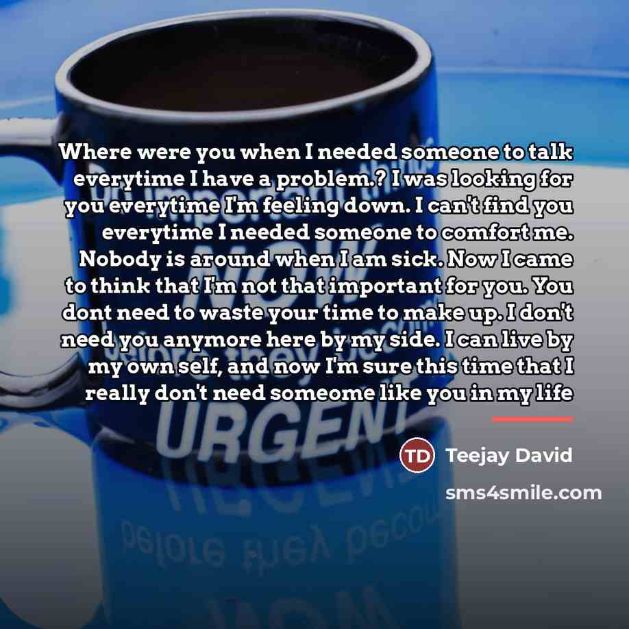 “Where were you when I needed someone to talk everytime…” quote by Teejay David
