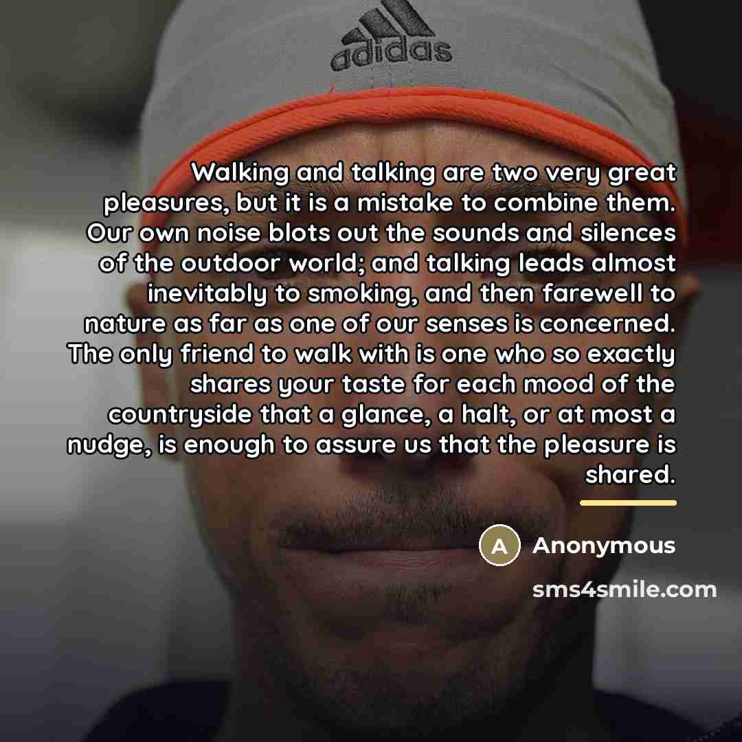 “Walking and talking are two very great pleasures, but it…” quote by Anonymous