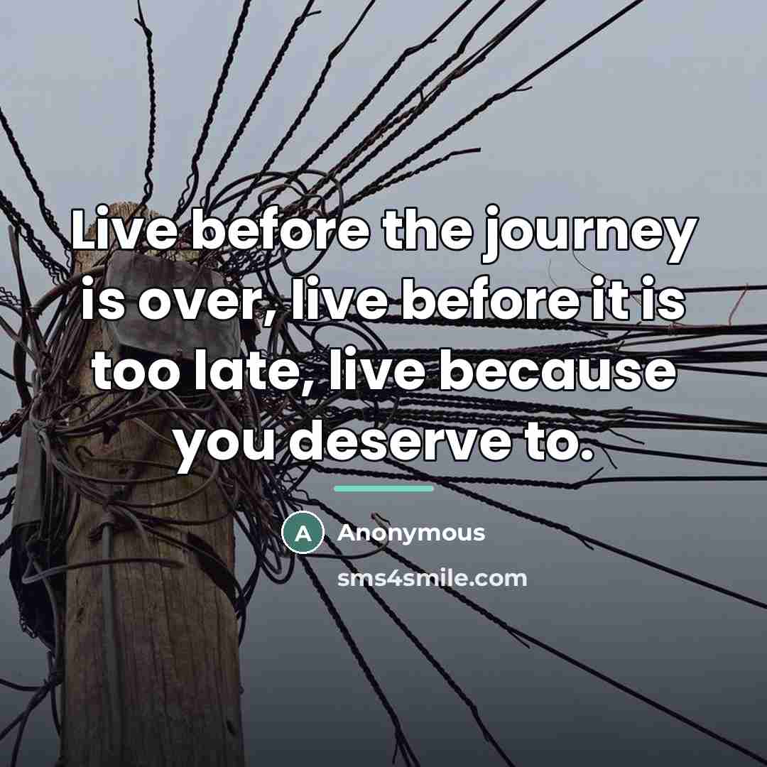 “Live before the journey is over, live before it is…” quote by Anonymous
