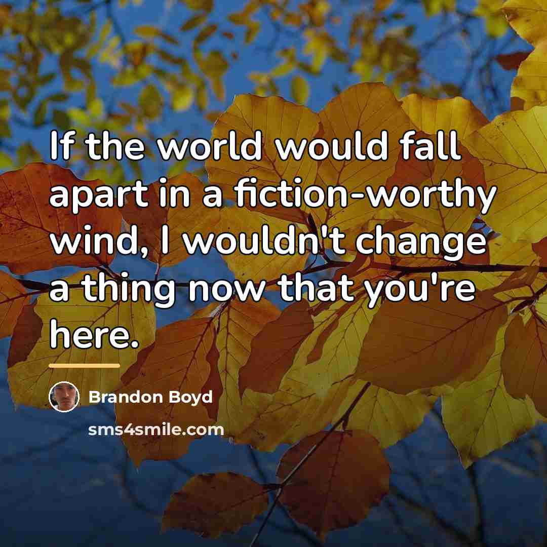 “If the world would fall apart in a fiction-worthy wind,…” quote by Brandon Boyd