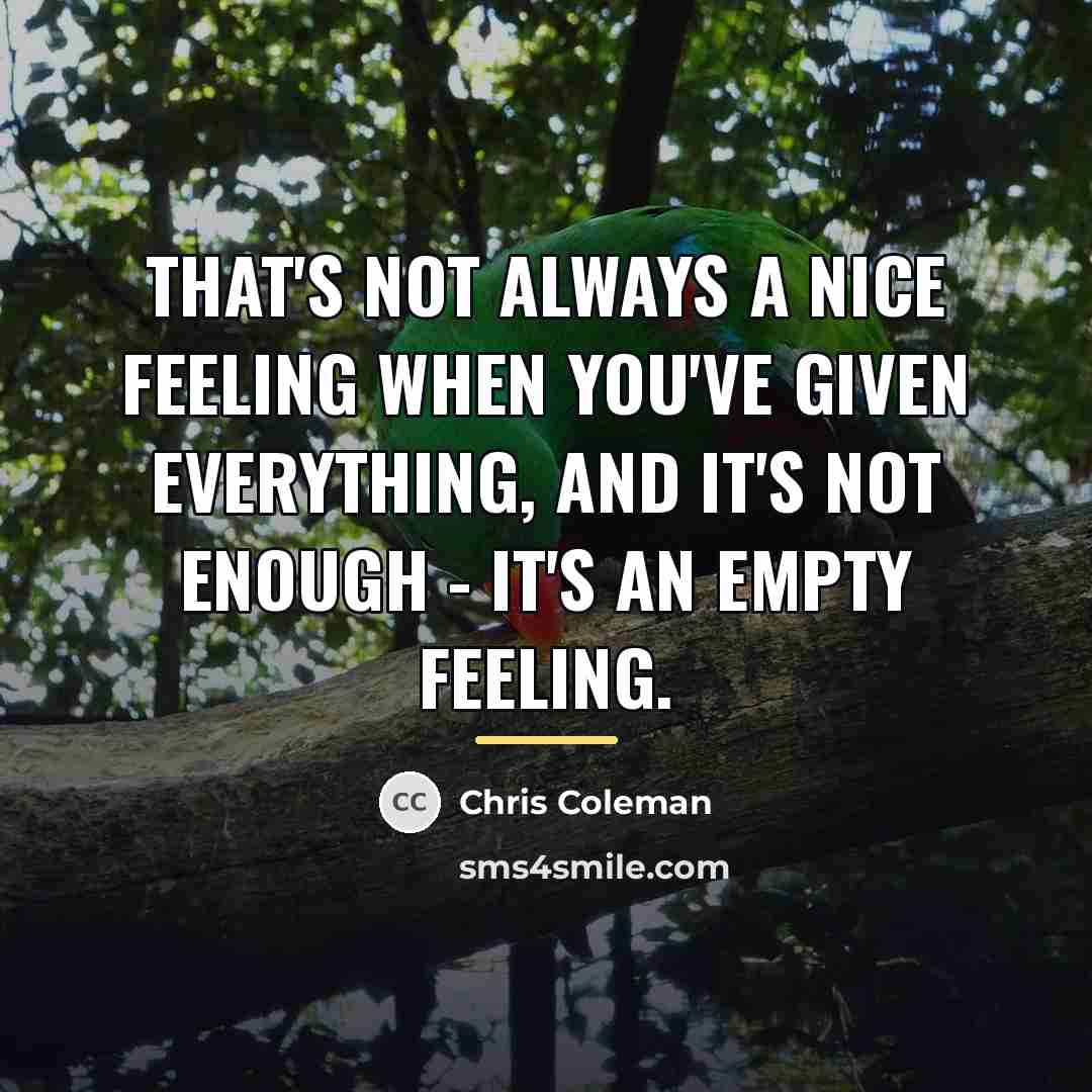 “That's not always a nice feeling when you've given everything,…” quote by Chris Coleman