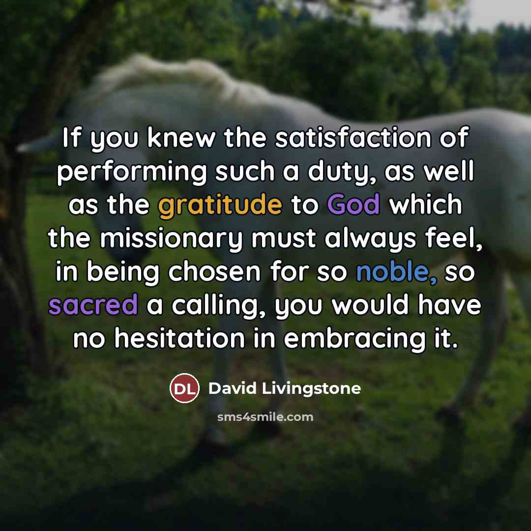 “If you knew the satisfaction of performing such a duty,…” quote by David Livingstone