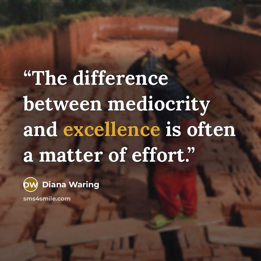 “The difference between mediocrity and excellence is often a matter of effort.” quote by Diana Waring
