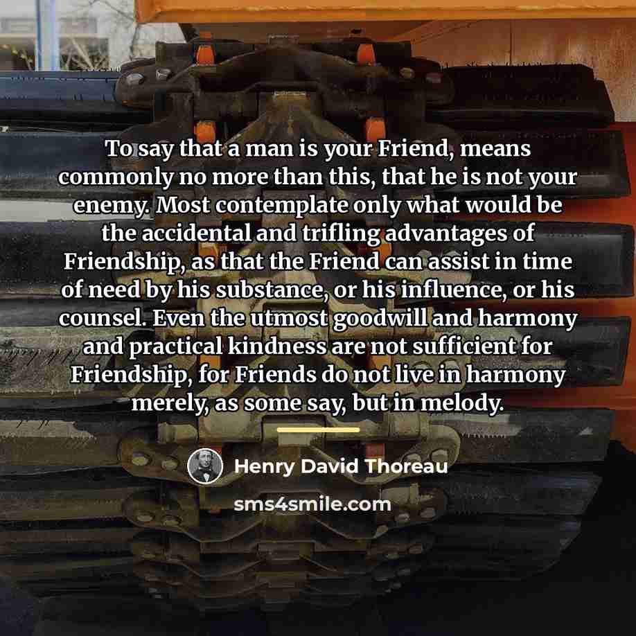 “To say that a man is your Friend, means commonly…” quote by Henry David Thoreau