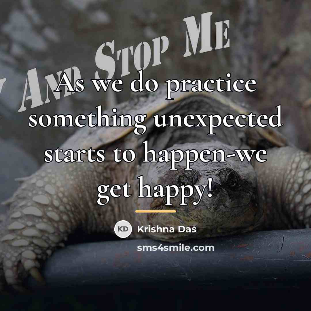 “As we do practice something unexpected starts to happen-we get…” quote by Krishna Das