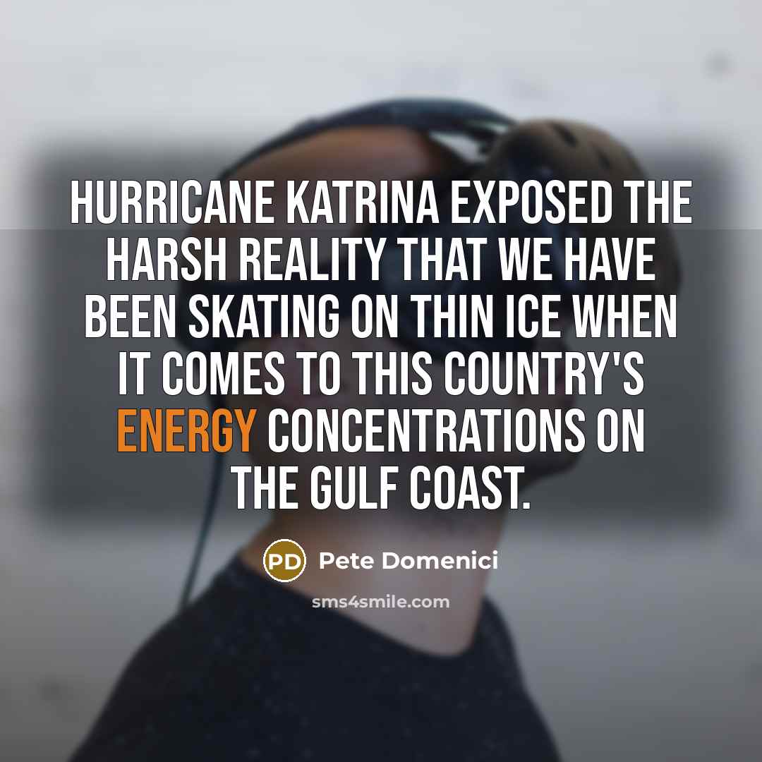 “Hurricane Katrina exposed the harsh reality that we have been…” quote by Pete Domenici