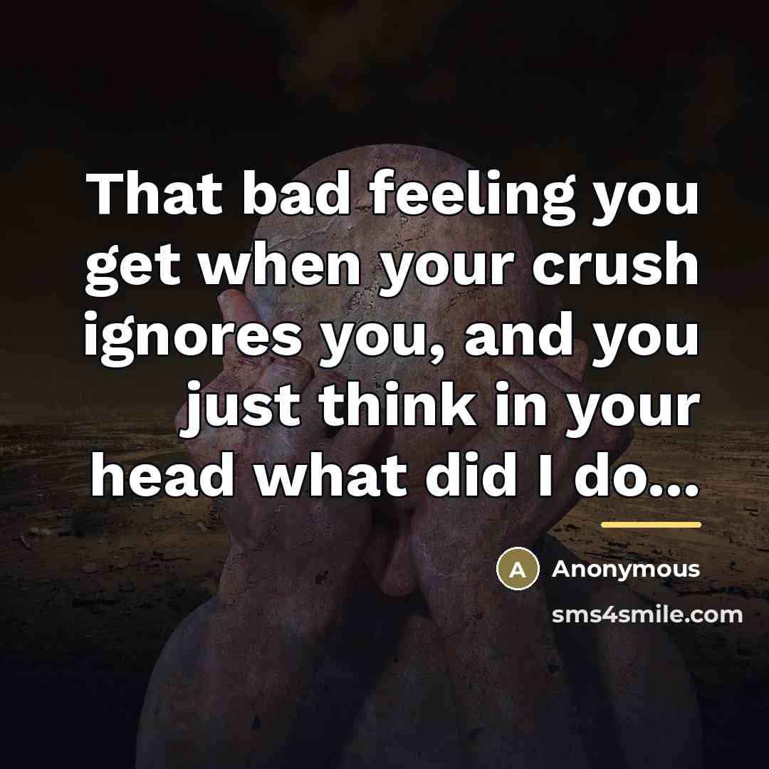 “That bad feeling you get when your crush ignores you,…” quote by Anonymous