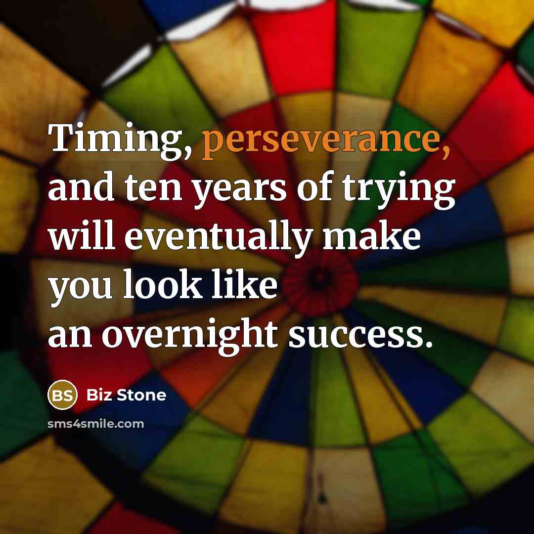 “Timing, perseverance, and ten years of trying will eventually make…” quote by Biz Stone