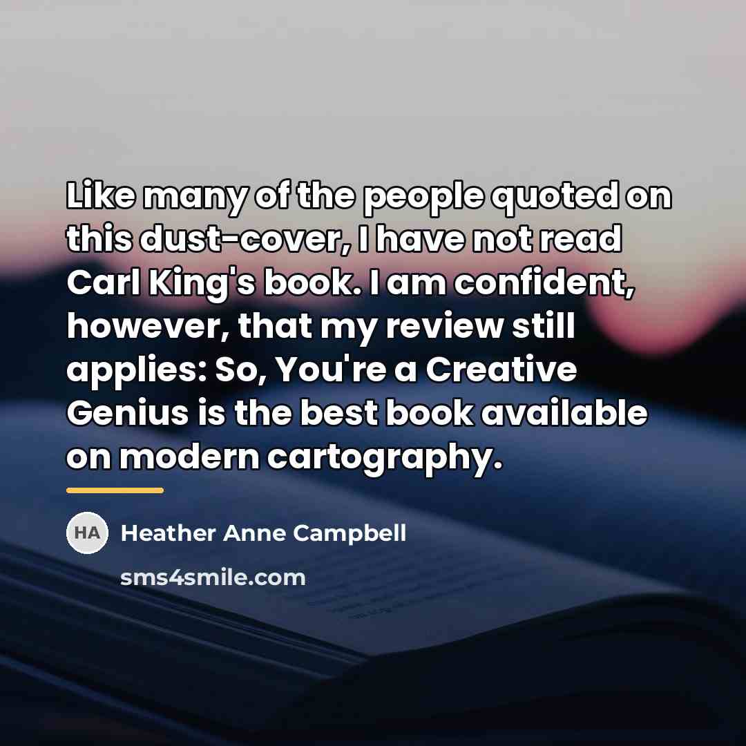 “Like many of the people quoted on this dust-cover, I…” quote by Heather Anne Campbell