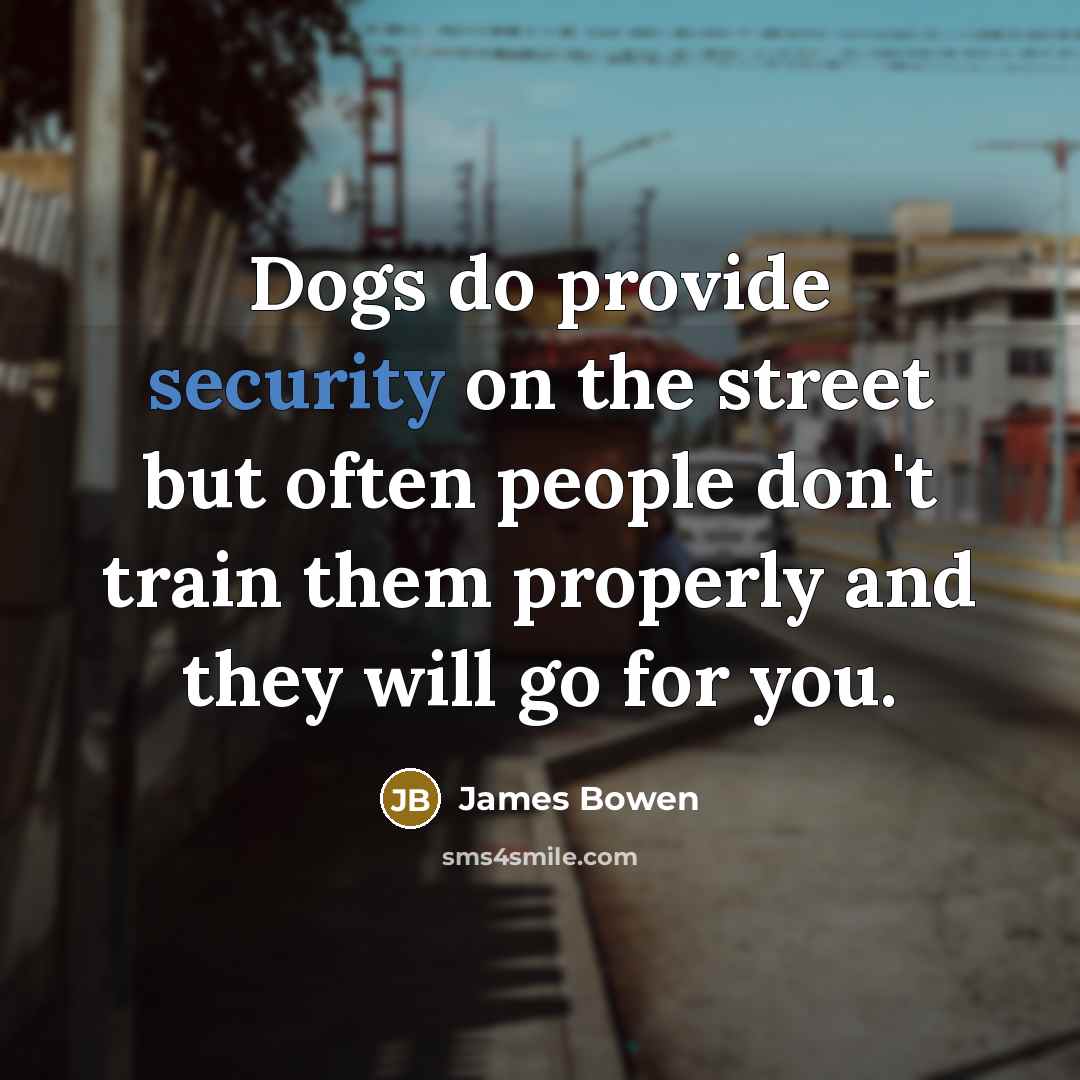 “Dogs do provide security on the street but often people…” quote by James Bowen