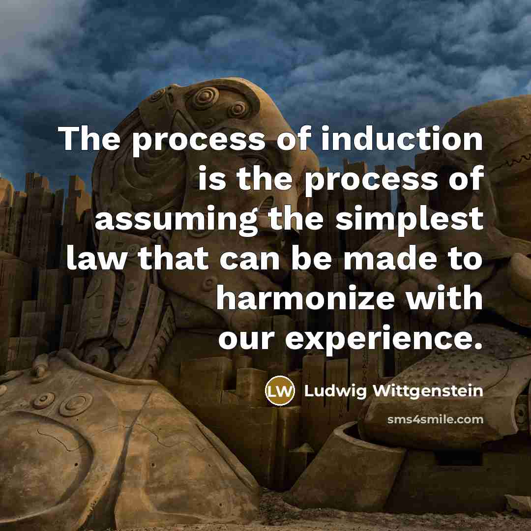 “The process of induction is the process of assuming the…” quote by Ludwig Wittgenstein