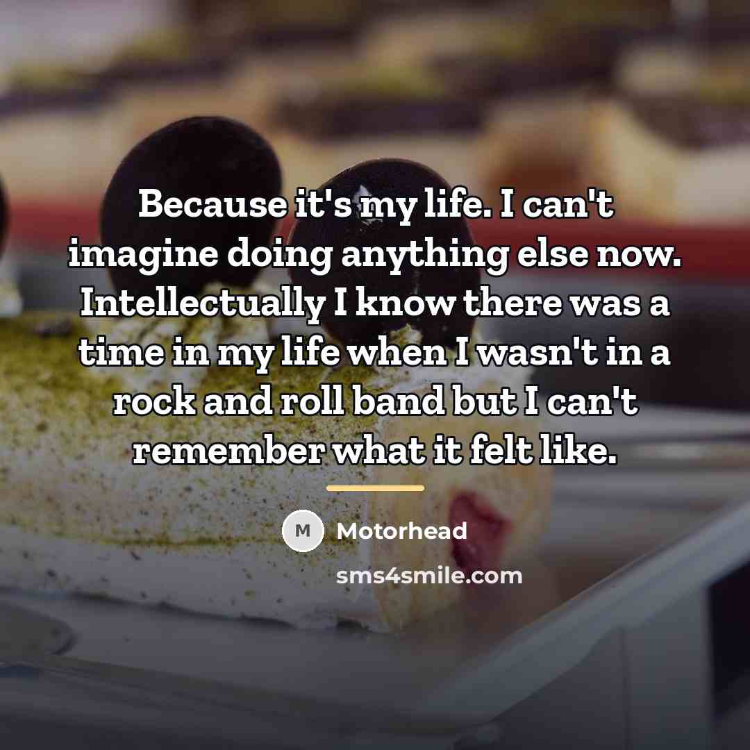 “Because it's my life. I can't imagine doing anything else…” quote by Motorhead