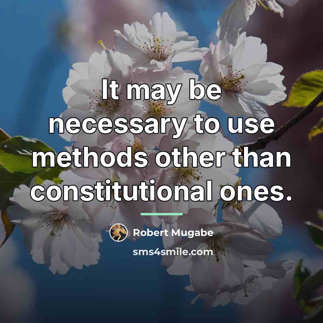 “It may be necessary to use methods other than constitutional…” quote by Robert Mugabe