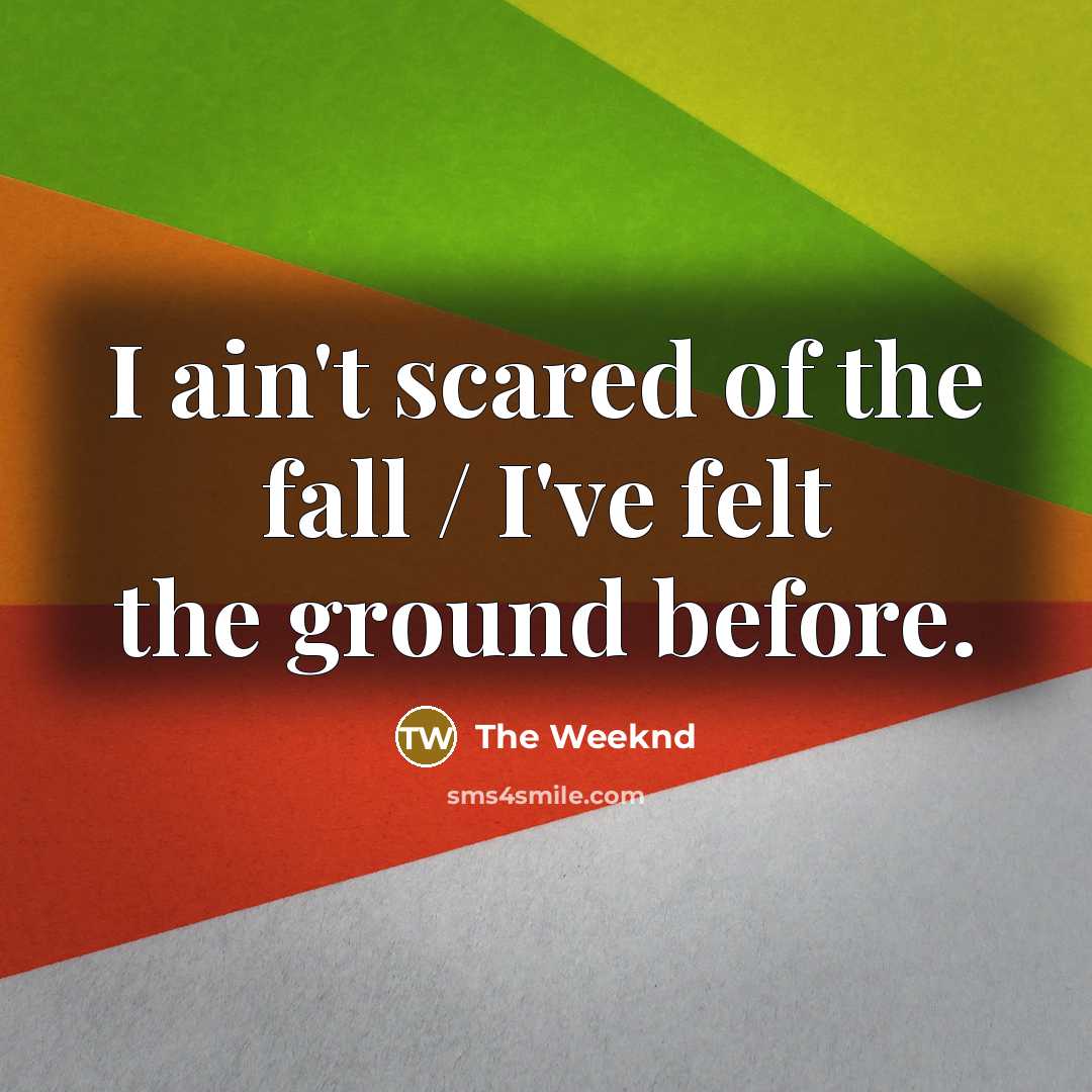 “I ain't scared of the fall / I've felt the…” quote by The Weeknd