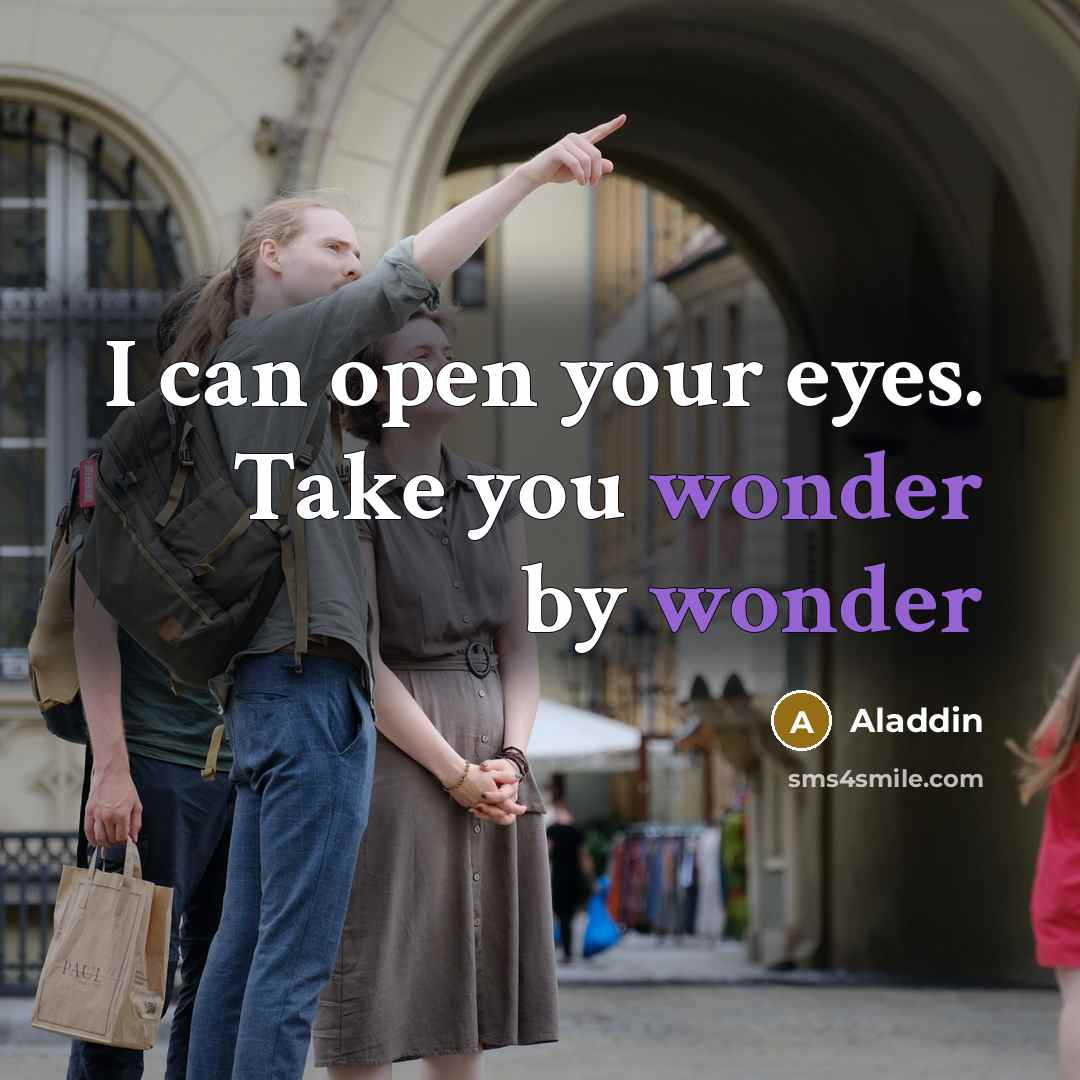“I can open your eyes. Take you wonder by wonder…” quote by Aladdin
