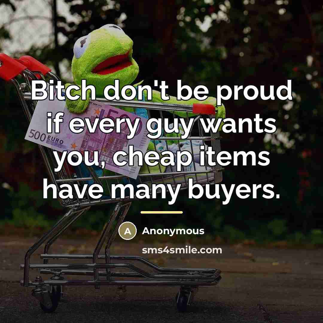 “Bitch don't be proud if every guy wants you, cheap…” quote by Anonymous