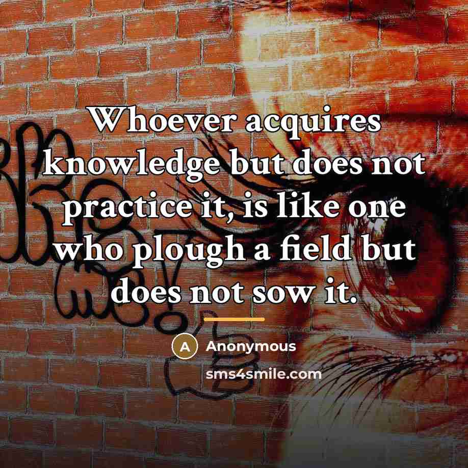 “Whoever acquires knowledge but does not practice it, is like…” quote by Anonymous