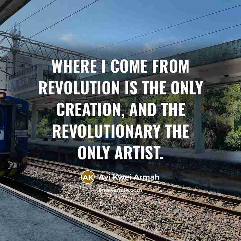 “Where I come from revolution is the only creation, and…” quote by Ayi Kwei Armah