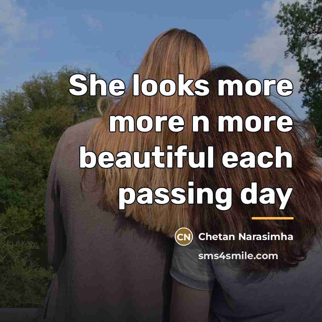 “She looks more more n more beautiful each passing day…” quote by Chetan Narasimha