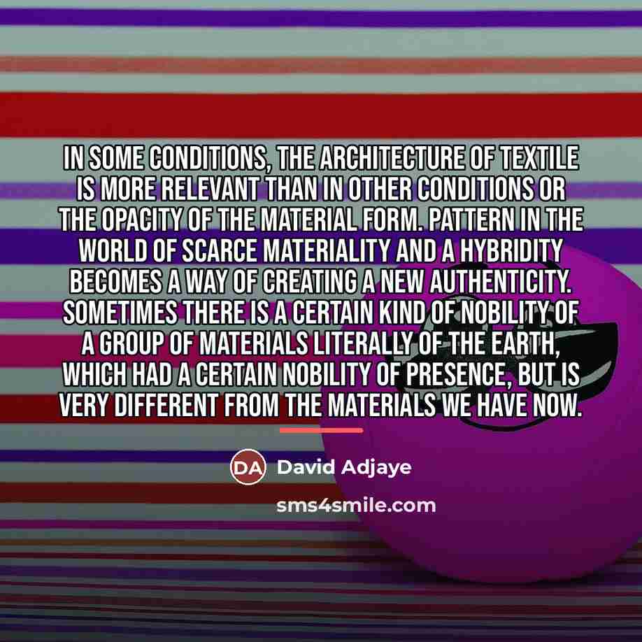 “In some conditions, the architecture of textile is more relevant…” quote by David Adjaye