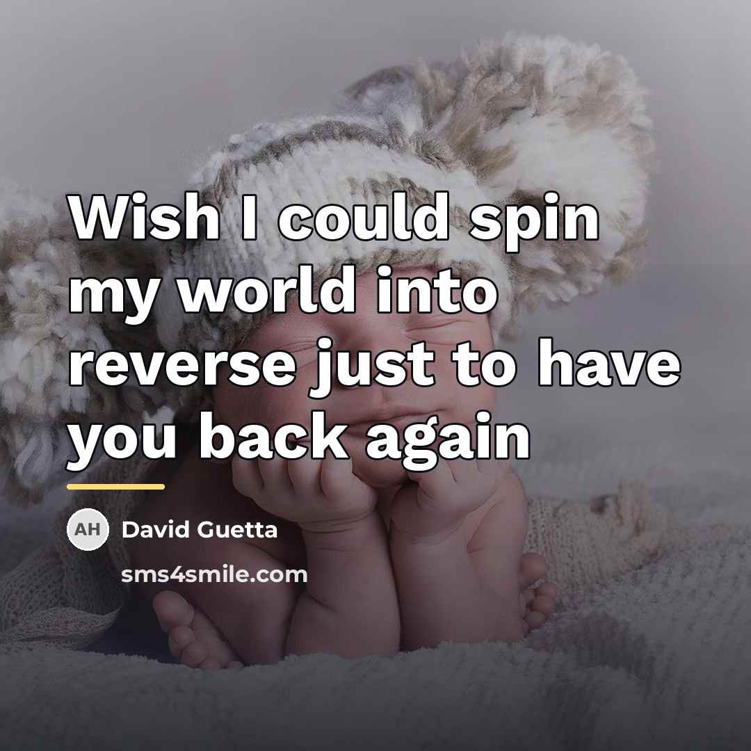 “Wish I could spin my world into reverse just to…” quote by David Guetta