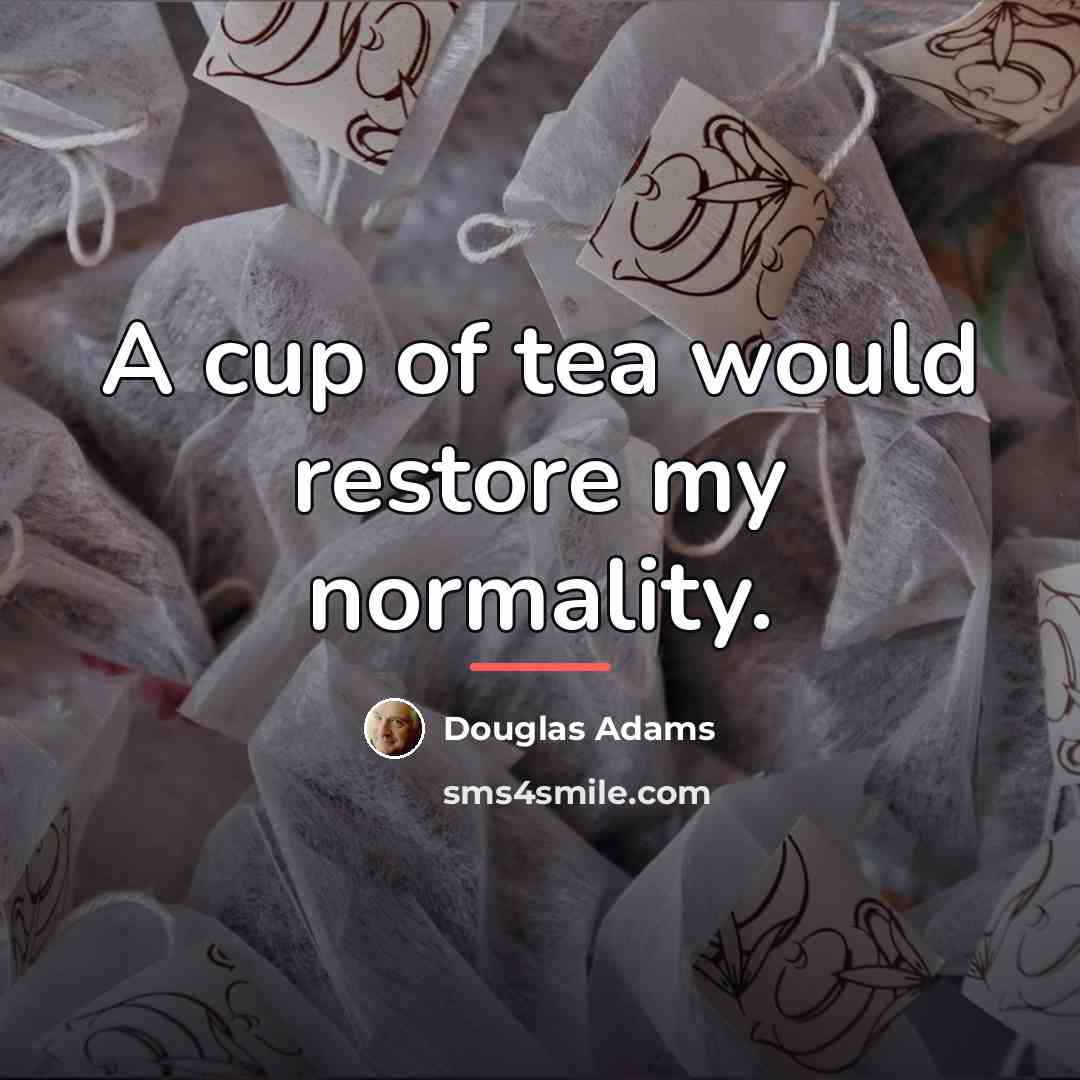 “A cup of tea would restore my normality.…” quote by Douglas Adams