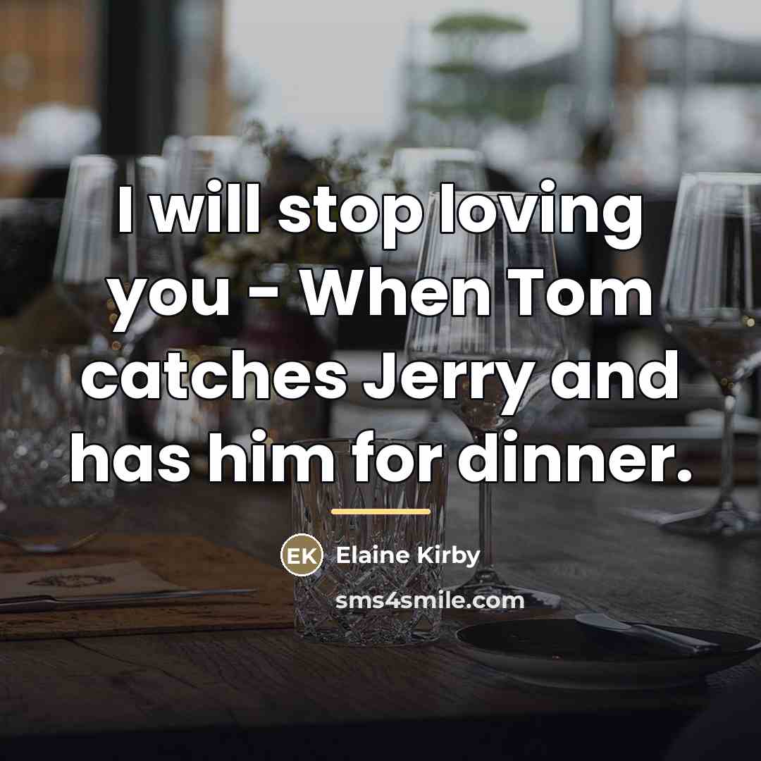 “I will stop loving you - When Tom catches Jerry…” quote by Elaine Kirby