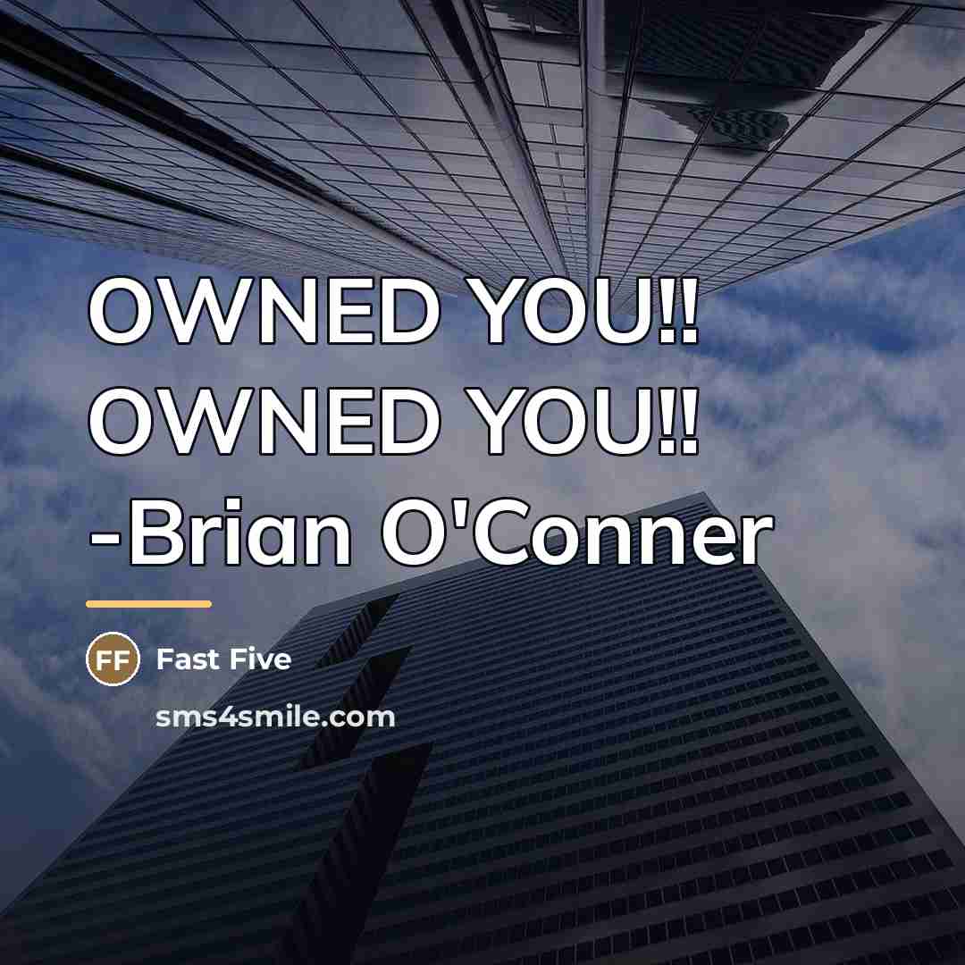 “OWNED YOU!! OWNED YOU!! -Brian O'Conner…” quote by Fast Five