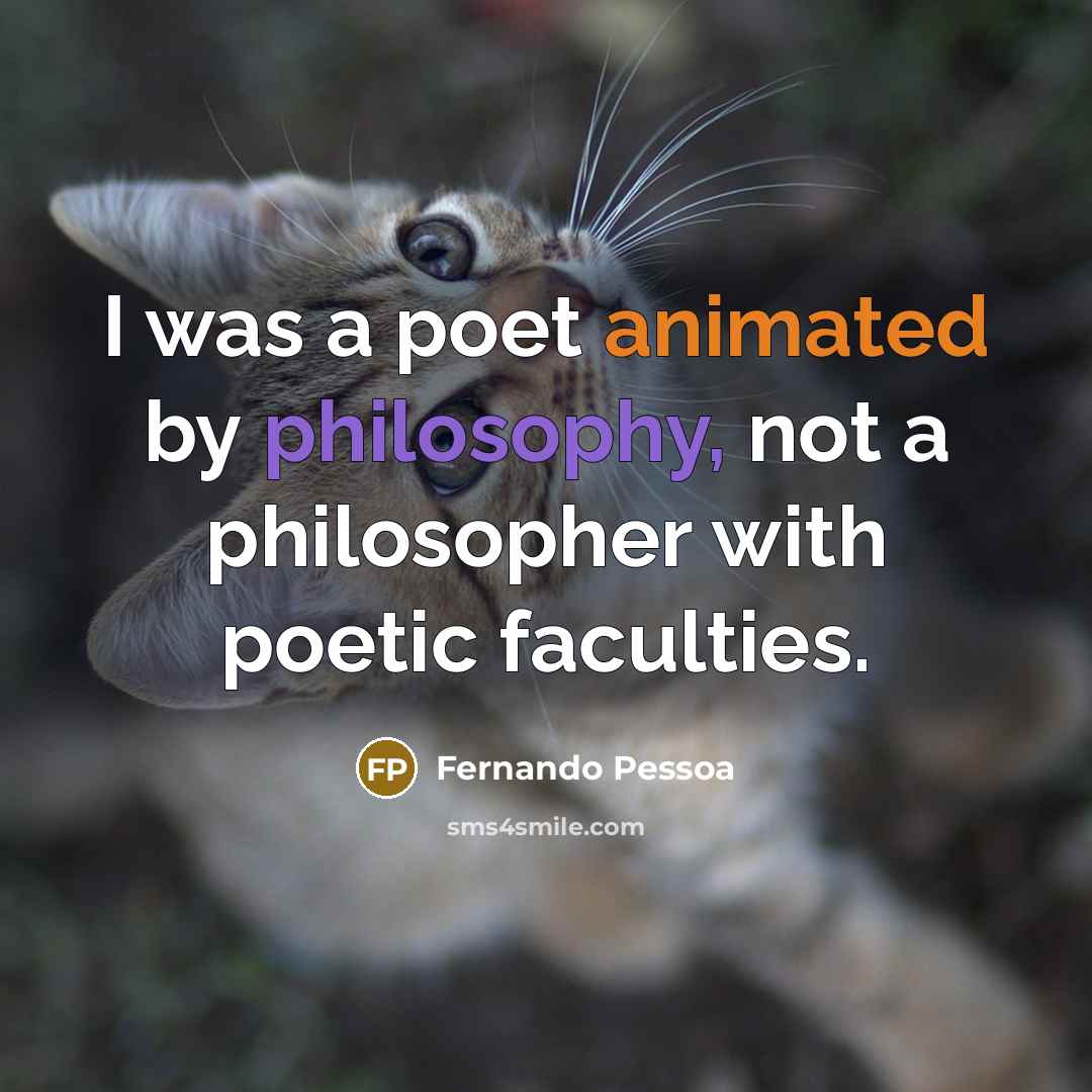 “I was a poet animated by philosophy, not a philosopher…” quote by Fernando Pessoa
