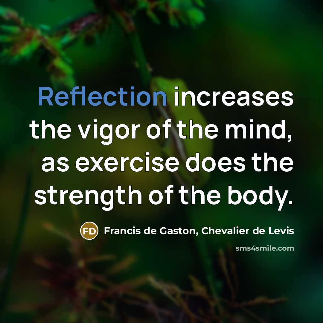 “Reflection increases the vigor of the mind, as exercise does…” quote by Francis de Gaston, Chevalier de Levis