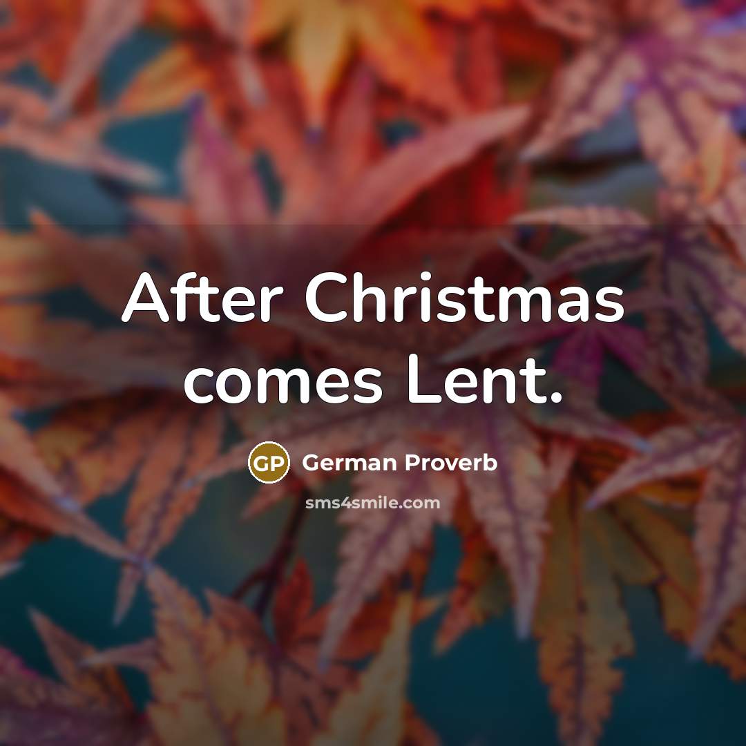 “After Christmas comes Lent.…” quote by German Proverb